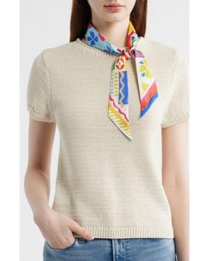 Echo Coastal Collage Silk Ribbon Scarf - Natural