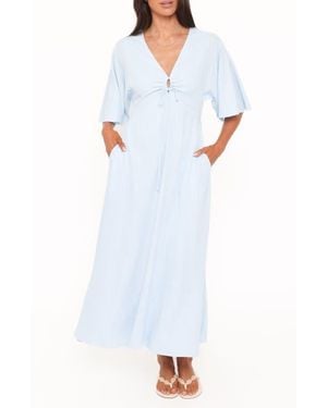 Petal & Pup Liberty Flutter Sleeve Maxi Dress - White