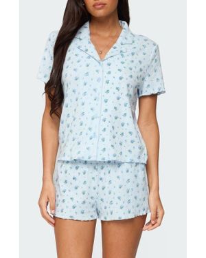 Edikted Camden Floral Pointelle Button-Up Shirt - White