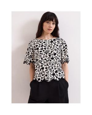 Phase Eight Abi Printed Top - Black