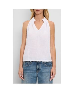 Michael Stars Viola Split Neck Tank - White