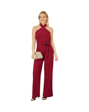 Yumi' Cross Over Halter Neck Jumpsuit - Red