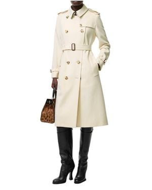 Burberry Long Cashmere Kensington Trench Coat - Natural