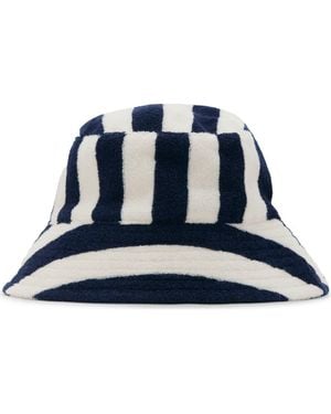 Mango Stripe Terry Cloth Bucket Hat - Blue