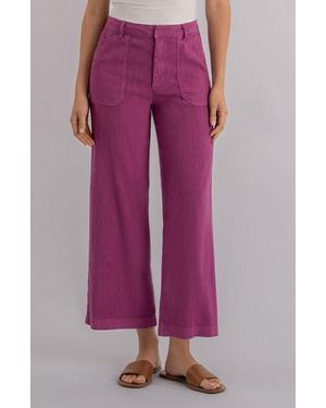 Kut From The Kloth Topaz High Waist Crop Wide Leg Linen Blend Pants - Pink