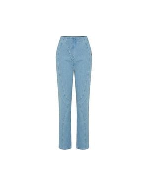 Pcfg Cotton Stitch Detail Straight Denim - Blue