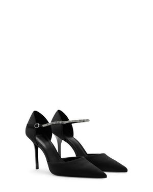 Mango Strappy Heeled Pump With Rhinestones - Black