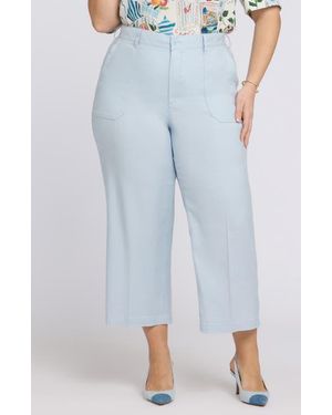 NYDJ Utility Wide Leg Capri Linen Blend Pants - Blue