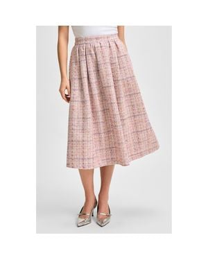 Isaac Mizrahi New York Tweed Midi Skirt - Pink