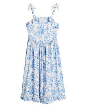 Nordstrom Kids' Floral Ruffle Tie Strap Sundress - Blue