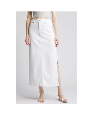 Hidden Jeans Side Slit Midi Denim Skirt - White