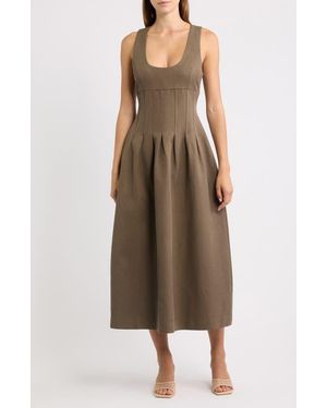 Odd Muse Scoop Neck Midi Dress - Natural