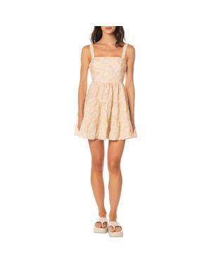 Maaji Moonlit Emily Embroidered Tiered Cotton Cover-Up Minidress - Natural