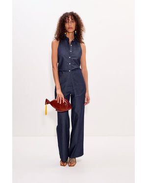 Simon Miller Pia Poplin Side Zip Pant - Blue
