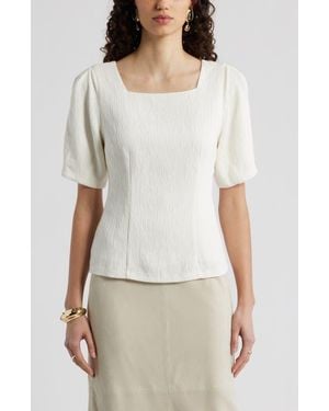 Nordstrom Texture Square Neck Top - White