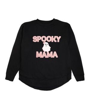 Sweet Wink Spooky Mama Patch Halloween Sweatshirt - Black