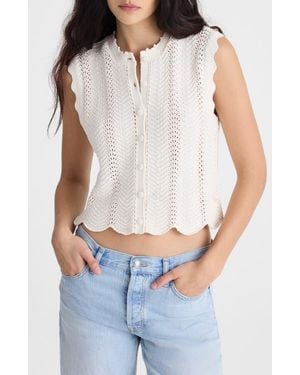 Madewell Wavy Knit Button-Up Shell - White