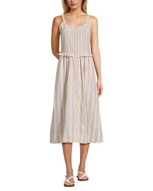 Lands' End Linen Blend Pintuck Tank Midi Dress - Natural