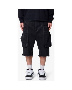 MNML Baggy Waxed Cargo Shorts - Black