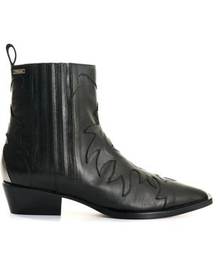 Velez Nara Leather Western Boots - Black