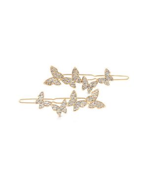 Ettika Whimsical Set Of 2 Crystal Butterfly Barrettes - White