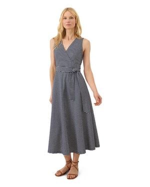 Pact Fit & Flare Easy V-Neck Dress Made With Organic Cotton - Blue