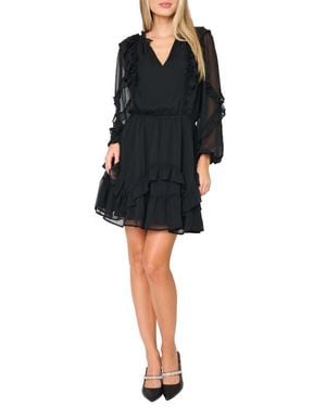 Gibsonlook Chloe Ruffle Long Sleeve Dress - Black