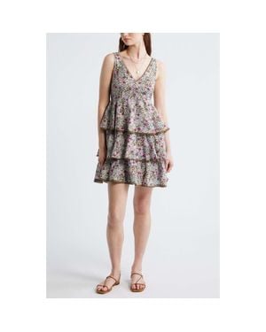 Treasure & Bond Floral Tiered Minidress - Multicolor