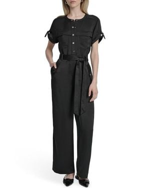 DKNY Twill Utility Jumpsuit - Black