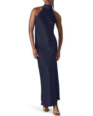 Steve Madden Lara Satin Bias Cut Maxi Dress - Blue