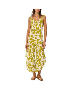 Vince Camuto Print Tie Strap Wide Leg Jumpsuit - Yellow