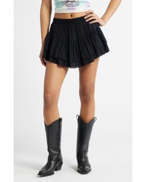 BP. Lace Trim Ruffle Skort - Black