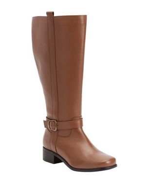 Comfortview The Donna Wide Calf Leather Boot - Brown