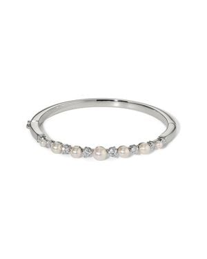 Nadri Cubic Zirconia & Faux Pearl Hinge Bangle Bracelet - Multicolor