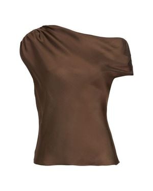 Toccin Veda Ruched One-Shoulder Top - Brown
