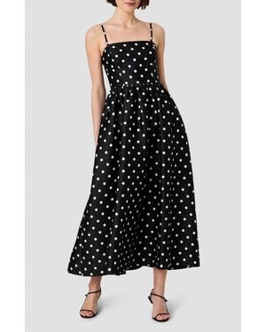 French Connection Polka Dot Strapless Taffeta Midi Dress - Black