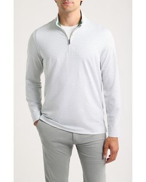 Johnston & Murphy Game Day Xc+ Goal Post Print Quarter Zip Pullover - Gray