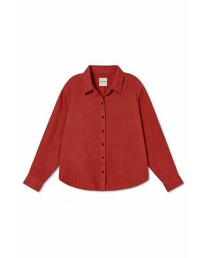 VIR VITA Cecile Oversized Linen Shirt - Red