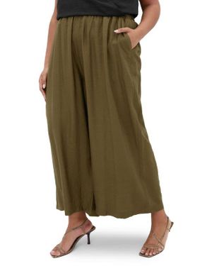 City Chic Sasha Wide Leg Pull-On Pants - Green