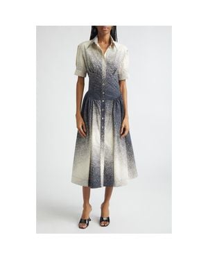 Christopher John Rogers Halftone Dot Cotton Midi Shirtdress - Multicolor