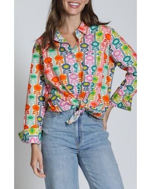 Apny Print Cotton Button-Up Shirt - Multicolor