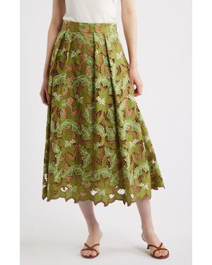 Tahari The Hailey Lace Midi Skirt - Green