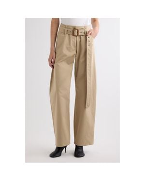 Acne Studios Page Belted Cotton Gabardine Pants - Natural