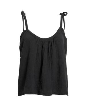 Elan Tie Strap Cotton Gauze Cover-Up Top - Black