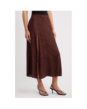 Reformation Zoe Side Slit Midi Skirt - Brown