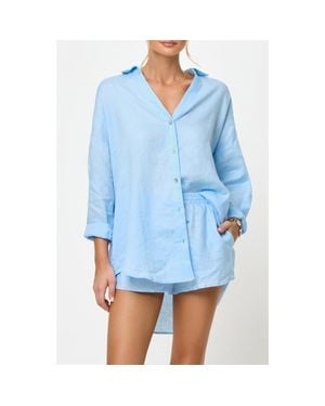 LSPACE Rio Linen Cover-Up Tunic - Blue