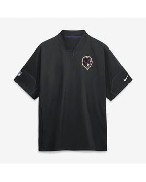 Nike Baltimore Ravens Sideline Short Sleeve Quarter-Zip Coaches Jacket - Black