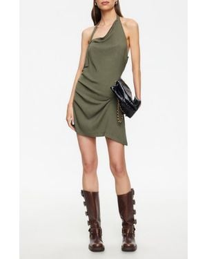 Lioness Moonlight Halter Linen Blend Minidress - Green