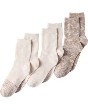 Lands' End 3-Pack Summerweight Slub Midi Socks - Natural