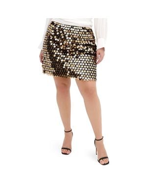 City Chic Disco Paillette Miniskirt - Black